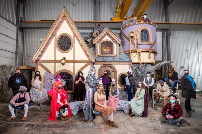 College design students working on 'Charmed" playhouses